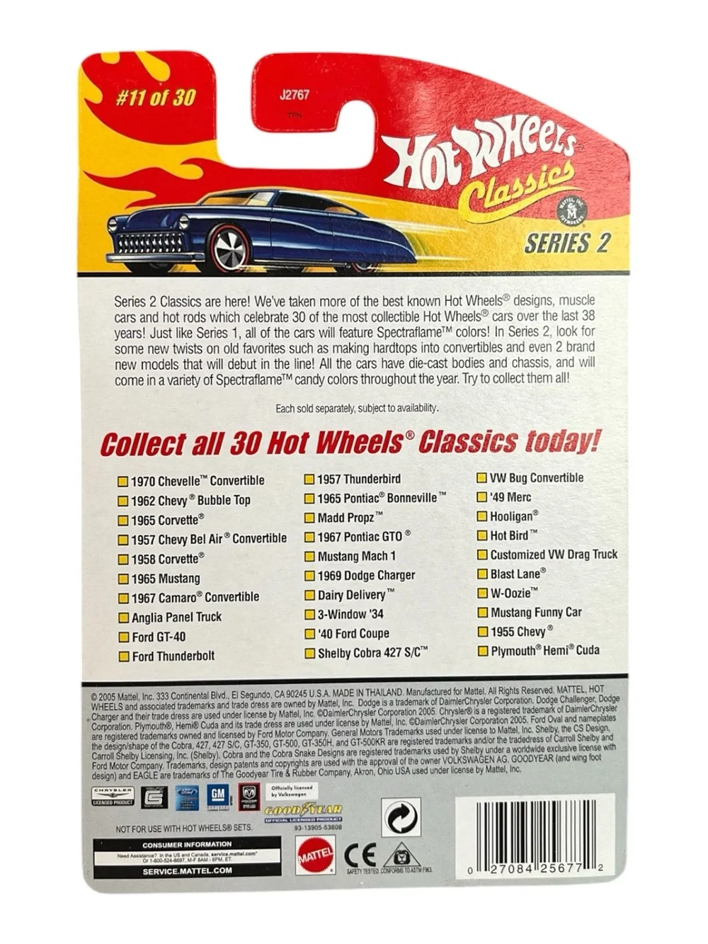 Hot Wheels Classics Series 2 11/30 1957 THUNDERBIRD T-Bird Aqua Blue 2005
